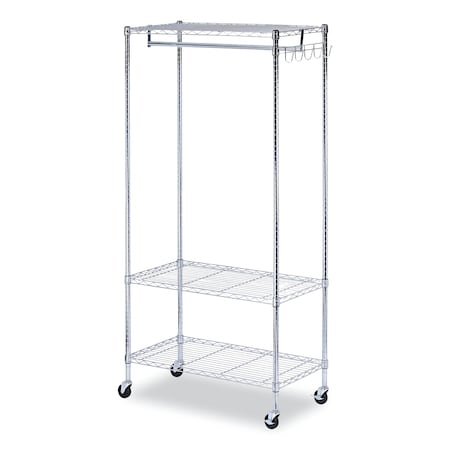 Alera Wire Shelving Garment Rack, 30 Garments, 36w x 18d x 75h, Silver ALEGR363618SR